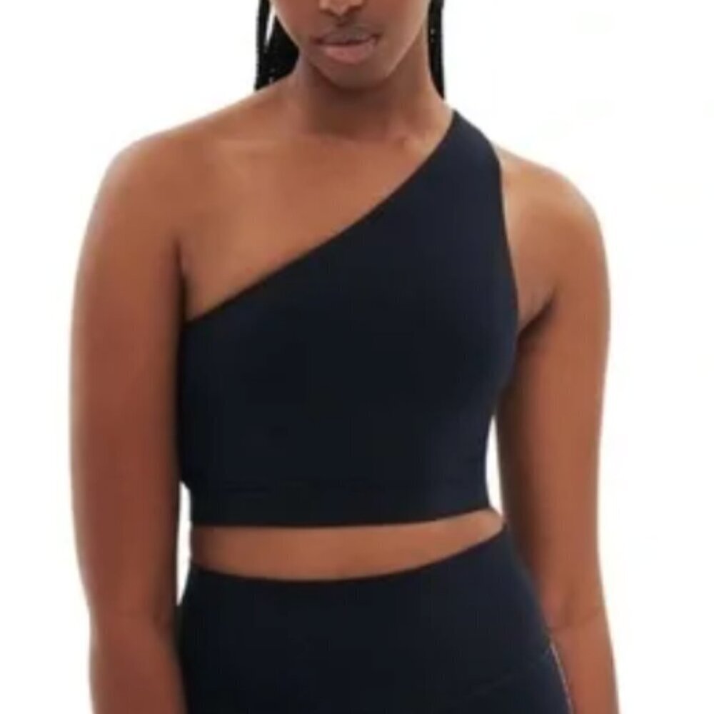 Splits59 Black Airweight One Shoulder Longline Sports Bra Tank XS